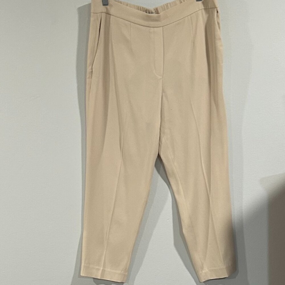 Aritzia Babaton Womens Size 14 Cream Ankle Trousers Crop Pull On Atelier Size 14